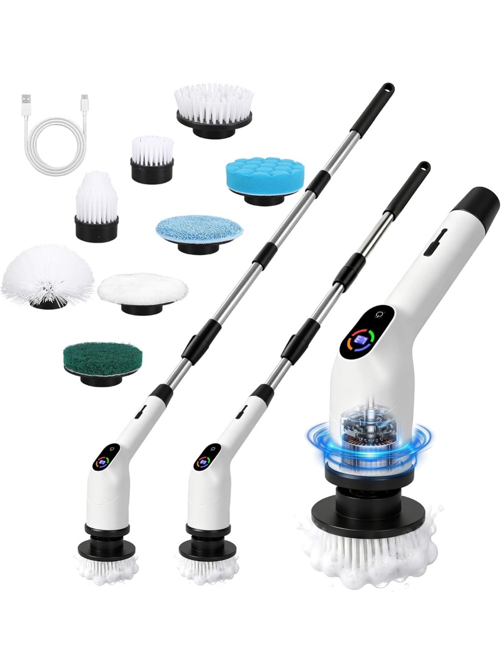 Electric Power Scrubber Cleaning Brush Set with 8 replaceable brush heads